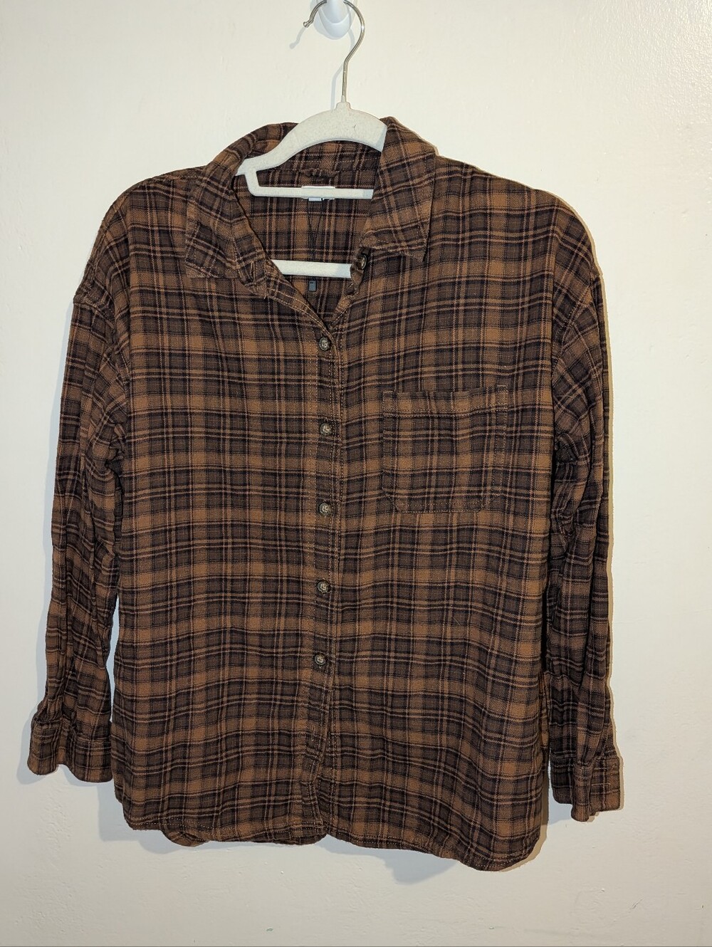 Garage Brown Plaid Button-Down Shirt Size XS